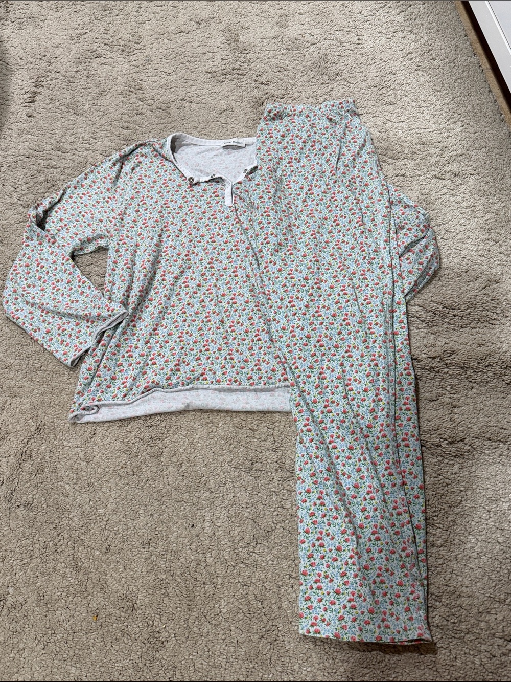 Roller Rabbit Mint Floral Long-Sleeve Pajama Set